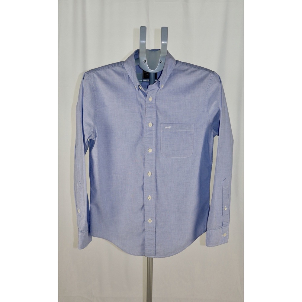 Abercrombie & Fitch Mens Small Blue Button Down Long Sleeve Oxford Shirt‎ A+F